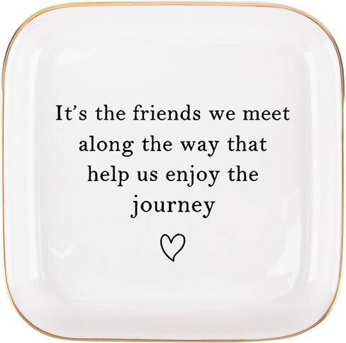 أفضل صديق هدايا عيد ميلاد الصداقة للنساء صينية المجوهرات، الصداقة التخرج عيد الميلاد التقاعد هدايا وداع لأفضل صديق BFF زملاء العمل طبق صينية خاتم المجوهرات in Kuwait