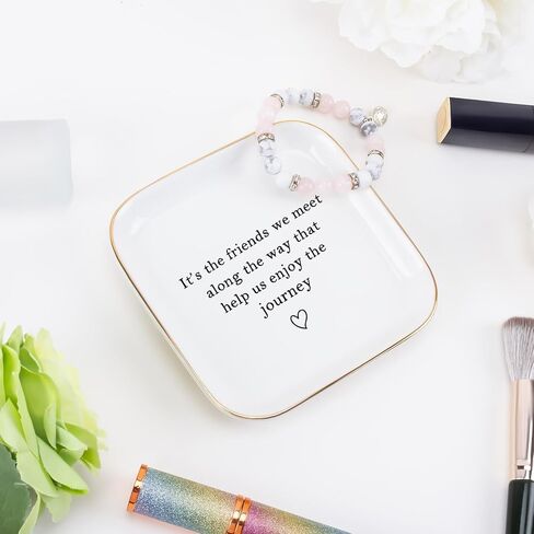 أفضل صديق هدايا عيد ميلاد الصداقة للنساء صينية المجوهرات، الصداقة التخرج عيد الميلاد التقاعد هدايا وداع لأفضل صديق BFF زملاء العمل طبق صينية خاتم المجوهرات in Kuwait