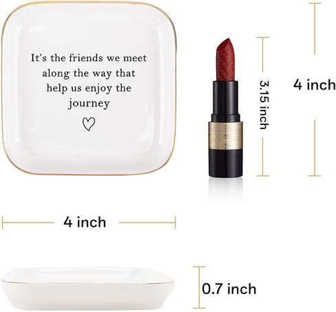 أفضل صديق هدايا عيد ميلاد الصداقة للنساء صينية المجوهرات، الصداقة التخرج عيد الميلاد التقاعد هدايا وداع لأفضل صديق BFF زملاء العمل طبق صينية خاتم المجوهرات in Kuwait