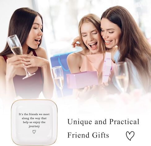 أفضل صديق هدايا عيد ميلاد الصداقة للنساء صينية المجوهرات، الصداقة التخرج عيد الميلاد التقاعد هدايا وداع لأفضل صديق BFF زملاء العمل طبق صينية خاتم المجوهرات in Kuwait