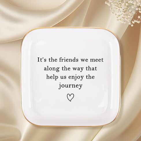 أفضل صديق هدايا عيد ميلاد الصداقة للنساء صينية المجوهرات، الصداقة التخرج عيد الميلاد التقاعد هدايا وداع لأفضل صديق BFF زملاء العمل طبق صينية خاتم المجوهرات in Kuwait