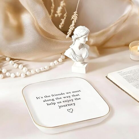 أفضل صديق هدايا عيد ميلاد الصداقة للنساء صينية المجوهرات، الصداقة التخرج عيد الميلاد التقاعد هدايا وداع لأفضل صديق BFF زملاء العمل طبق صينية خاتم المجوهرات in Kuwait