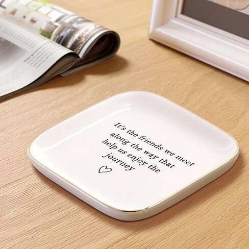 أفضل صديق هدايا عيد ميلاد الصداقة للنساء صينية المجوهرات، الصداقة التخرج عيد الميلاد التقاعد هدايا وداع لأفضل صديق BFF زملاء العمل طبق صينية خاتم المجوهرات in Kuwait