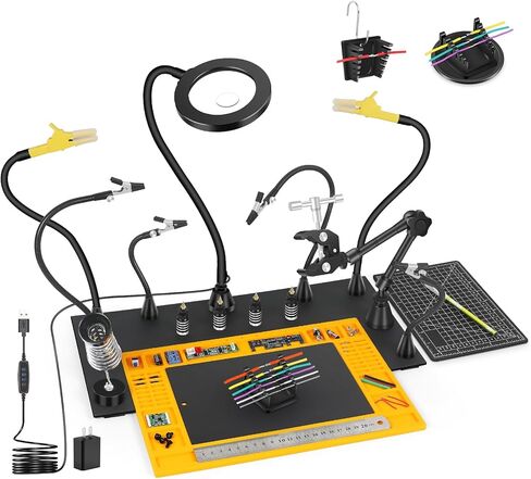 محطة لحام الأيدي المساعدة بقاعدة فولاذية شديدة التحمل، وسادة سيليكون مضادة للانزلاق، مجموعة ملحقات مغناطيسية تزيد عن 10 مرات، مصباح مكبر 10 مرات 5 مرات، أداة لحام يدوية ثالثة لنمذجة صناعة المجوهرات المصنوعة من ثنائي الفينيل متعدد الكلور in Kuwait