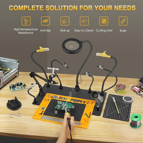 محطة لحام الأيدي المساعدة بقاعدة فولاذية شديدة التحمل، وسادة سيليكون مضادة للانزلاق، مجموعة ملحقات مغناطيسية تزيد عن 10 مرات، مصباح مكبر 10 مرات 5 مرات، أداة لحام يدوية ثالثة لنمذجة صناعة المجوهرات المصنوعة من ثنائي الفينيل متعدد الكلور in Kuwait