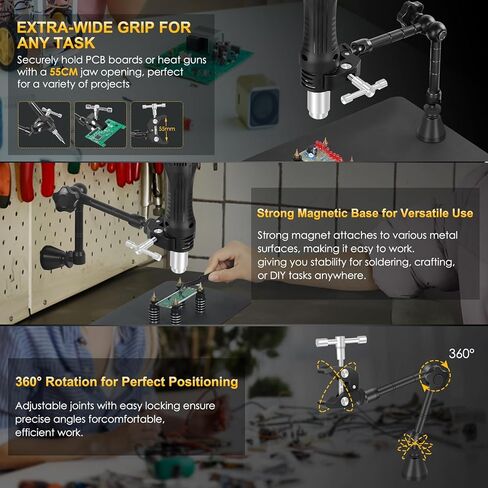 محطة لحام الأيدي المساعدة بقاعدة فولاذية شديدة التحمل، وسادة سيليكون مضادة للانزلاق، مجموعة ملحقات مغناطيسية تزيد عن 10 مرات، مصباح مكبر 10 مرات 5 مرات، أداة لحام يدوية ثالثة لنمذجة صناعة المجوهرات المصنوعة من ثنائي الفينيل متعدد الكلور in Kuwait