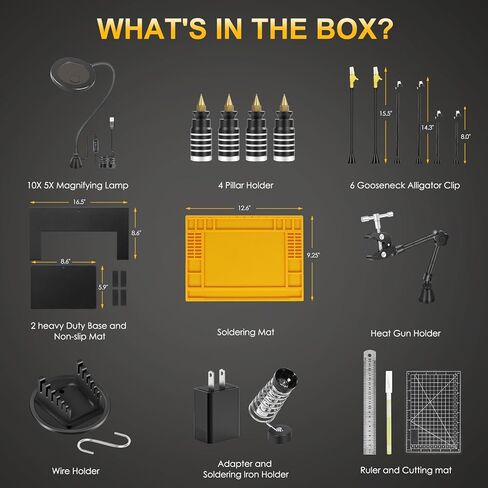 محطة لحام الأيدي المساعدة بقاعدة فولاذية شديدة التحمل، وسادة سيليكون مضادة للانزلاق، مجموعة ملحقات مغناطيسية تزيد عن 10 مرات، مصباح مكبر 10 مرات 5 مرات، أداة لحام يدوية ثالثة لنمذجة صناعة المجوهرات المصنوعة من ثنائي الفينيل متعدد الكلور in Kuwait