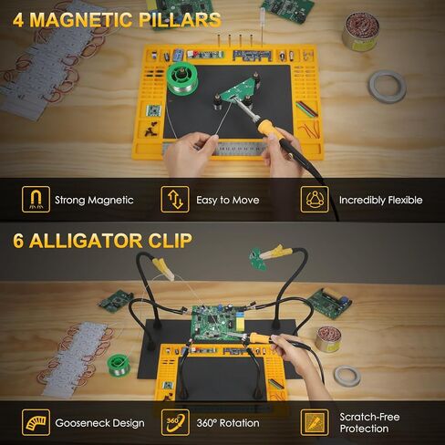 محطة لحام الأيدي المساعدة بقاعدة فولاذية شديدة التحمل، وسادة سيليكون مضادة للانزلاق، مجموعة ملحقات مغناطيسية تزيد عن 10 مرات، مصباح مكبر 10 مرات 5 مرات، أداة لحام يدوية ثالثة لنمذجة صناعة المجوهرات المصنوعة من ثنائي الفينيل متعدد الكلور in Kuwait
