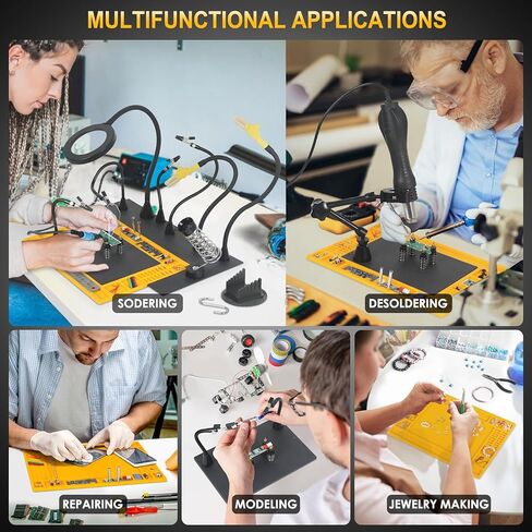 محطة لحام الأيدي المساعدة بقاعدة فولاذية شديدة التحمل، وسادة سيليكون مضادة للانزلاق، مجموعة ملحقات مغناطيسية تزيد عن 10 مرات، مصباح مكبر 10 مرات 5 مرات، أداة لحام يدوية ثالثة لنمذجة صناعة المجوهرات المصنوعة من ثنائي الفينيل متعدد الكلور in Kuwait