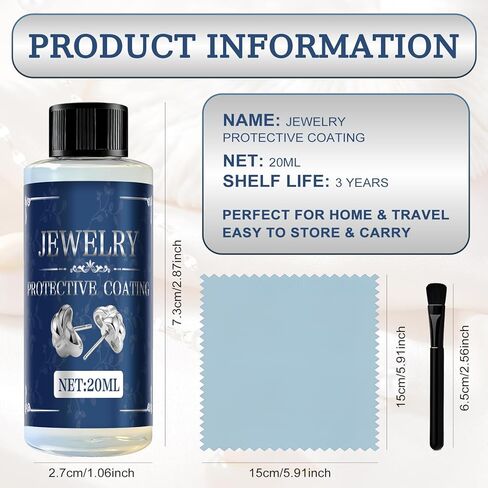 Jewelry Protective Coating, Jewelry Sealant Forming an Efficient Isolation Barrier Invisible Protection Scratch-Resistant for Earrings Necklaces Bracelets Watches, 20ml in Kuwait