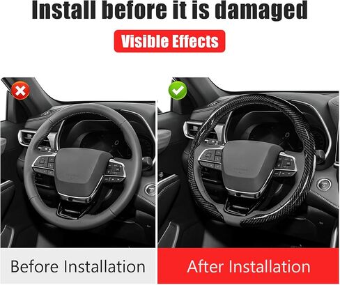 Car Steering Wheel Cover - Integrated Carbon Fiber Pattern Protective Sleeve with Hub Cap Anti-Slip Design - Fits 99% of Models Suitable for 14-16 Inch Sedans, SUVs, and Trucks Interior Accessories in Kuwait