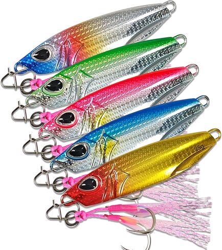 Fishing Lures Saltwater 80g/2.82oz with Assist Hook, Luminous Slow Pitch Jigs, Speed Fishing Jigging Spoon Lures for Tuna, Kingfish, Mackerel, Bonito, 3PCS in Saudi Arabia