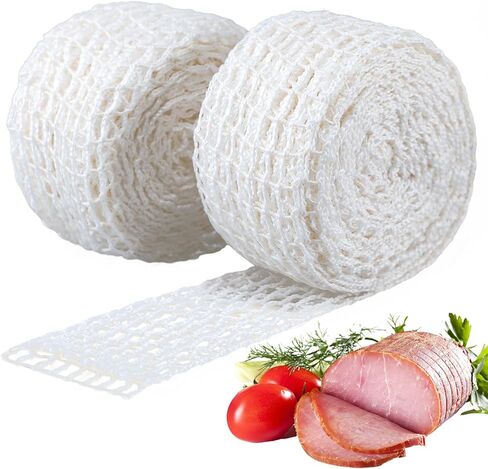 2 Rolls 16.4 ft Meat Netting Roll, Size 22 Ham Sock Elastic Netting, Total 32 Ft/ 10 M Elastic Smoked Meat Poultry Ham Net Butcher Twine Net for Beef Cooking Smoking, or Drying in Kuwait