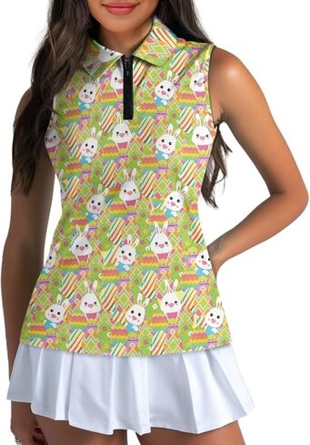 Belidome Women's Sleeveless Golf Shirts Quarter Zip Athletic Outfit Tank Shirt Quick Dry Tummy Control Tee in Saudi Arabia