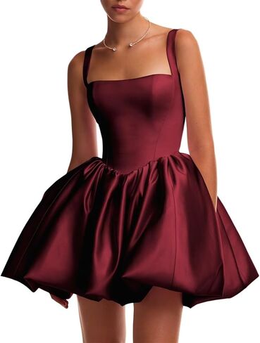 Satin Flower Bud Homecoming Dress Short Backless Mini Square Neck Cocktail Prom Dresses for Women in Saudi Arabia