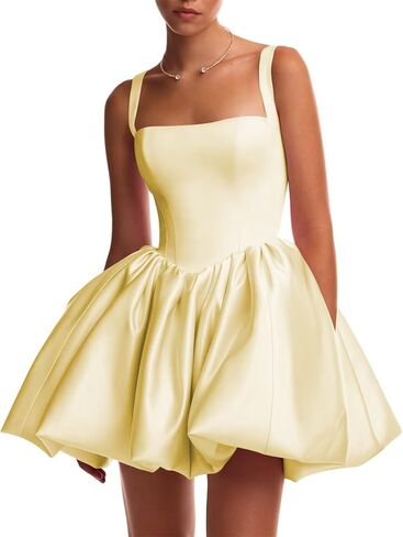 Satin Flower Bud Homecoming Dress Short Backless Mini Square Neck Cocktail Prom Dresses for Women in Saudi Arabia