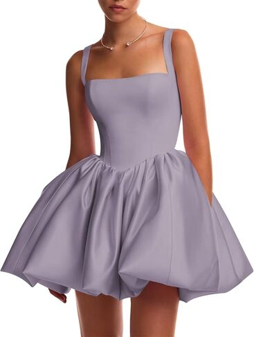 Satin Flower Bud Homecoming Dress Short Backless Mini Square Neck Cocktail Prom Dresses for Women in Saudi Arabia