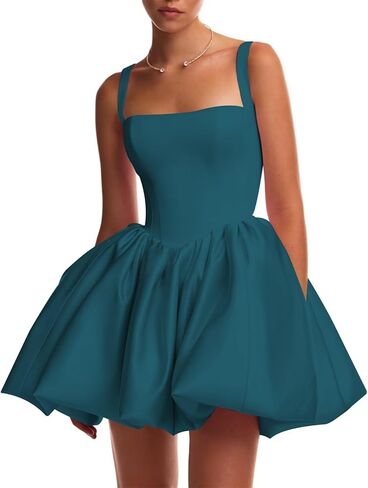 Satin Flower Bud Homecoming Dress Short Backless Mini Square Neck Cocktail Prom Dresses for Women in Saudi Arabia