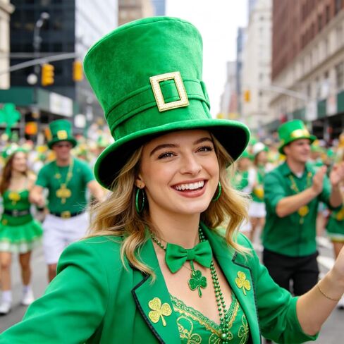 St. Patrick's Day Hat - Green Velvet Leprechaun Top Hat with Gold Buckle for Adults Men Women, St. Patrick's Day Party Costume Accessory & Funny Irish Tree Topper in Kuwait