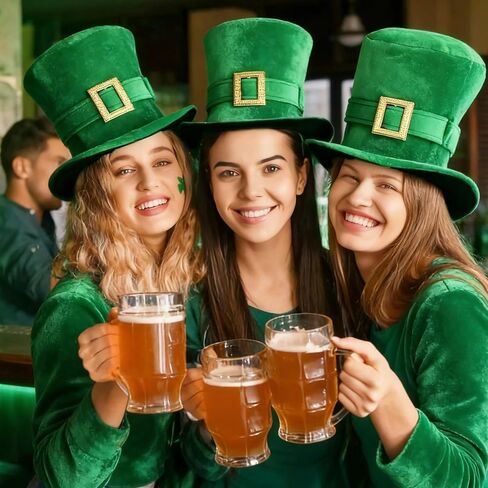 St. Patrick's Day Hat - Green Velvet Leprechaun Top Hat with Gold Buckle for Adults Men Women, St. Patrick's Day Party Costume Accessory & Funny Irish Tree Topper in Kuwait