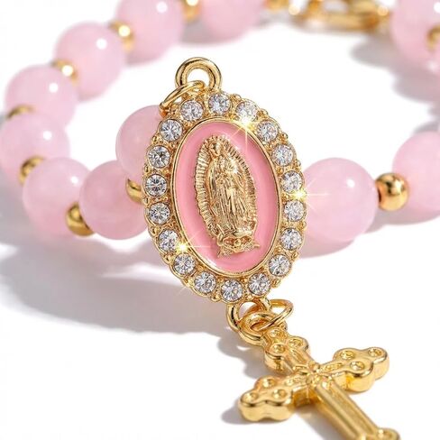 Car Rosary for Rearview Mirrors,Steering Wheel Rosary Charm Accessory,Rosaries Hanging Pendants with Virgin Mary Charms and Crucifixes,Christian Car Accessories in Kuwait