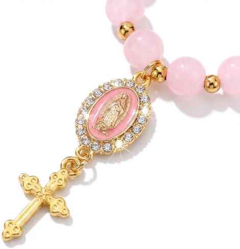 Car Rosary for Rearview Mirrors,Steering Wheel Rosary Charm Accessory,Rosaries Hanging Pendants with Virgin Mary Charms and Crucifixes,Christian Car Accessories in Kuwait