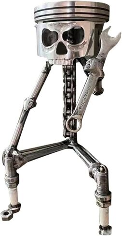 Carving Piston Face Sculpture Metal Art Figurine,Carved Skeleton Sculpture Ornaments,Handmade Man Head Statue Office Home Table Desk Decor, SliverCarving Piston Face Sculpture in Saudi Arabia