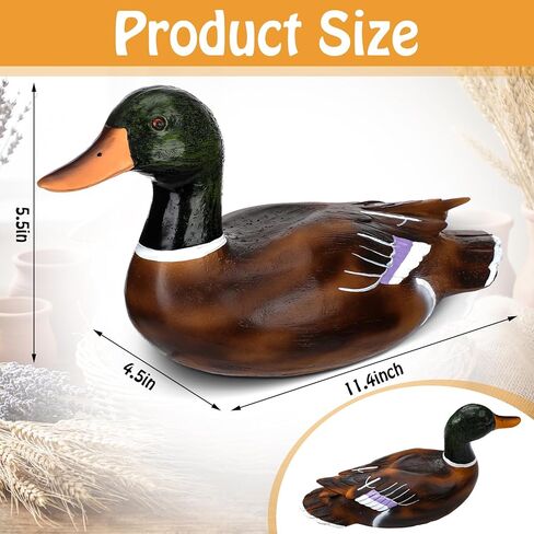 Fumete Duck Home Decor Statue Vintage Rustic Home Decorations Handcrafted Artificial Wood Duck Figurines Life Like Animal Sculpture for Shelf Countryside Indoor Living Room Farmhouse Desktop in Saudi Arabia