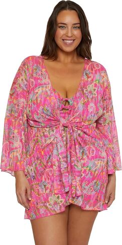 BECCA Women's Polynesia Plus Size Open Front Tunic, Plunge Neck, Casual, Beach Cover Ups for Women in Saudi Arabia