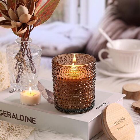 DARJEN Sandalwood Candles for Home- 6.3oz 42H Natural Soy Wax Aromatherapy Jar Candle with Strong Scent, Decorative Aesthetic Candles for Home Office, Evening Wind-Down, Luxury Gift for Man Cave in Saudi Arabia