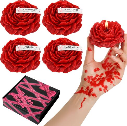 4PCS Low Temperature Candle, Low Heat Body Safe Candles Wax Play, Romantic Wax Play Candles, Flower Shaped Scented Candle for Couples(3.1 Inch, Fluorescence) in Saudi Arabia