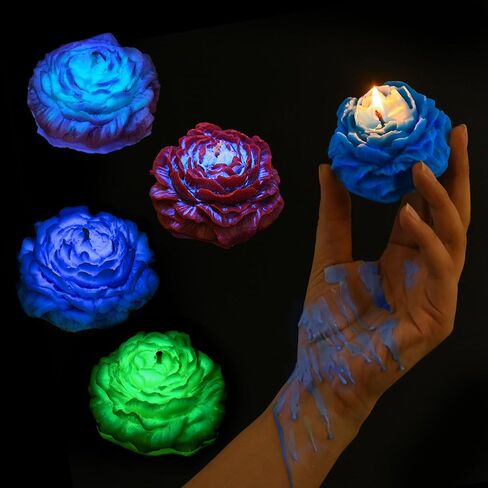 4PCS Low Temperature Candle, Low Heat Body Safe Candles Wax Play, Romantic Wax Play Candles, Flower Shaped Scented Candle for Couples(3.1 Inch, Fluorescence) in Saudi Arabia