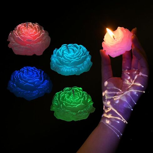 4PCS Low Temperature Candle, Low Heat Body Safe Candles Wax Play, Romantic Wax Play Candles, Flower Shaped Scented Candle for Couples(3.1 Inch, Fluorescence) in Saudi Arabia