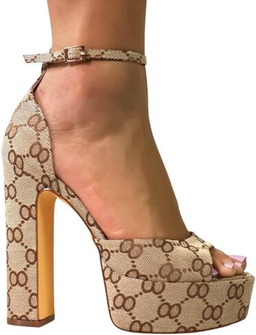 Liliana Women's Platform Chunky High Heels Dress Sandals Peep Toe Ankle Strap Shoes in Saudi Arabia