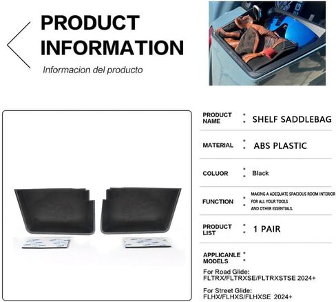 4" Depth Saddlebag Organizer Tool Box For Touring 2024 2025 CVO Road Glide FLTRXSE,FLTRX,FLTRXSTSE Street Glide FLHX,CVO Street Glide FLHXSE Motorcycle Left & Right Tray Top Shelf storage box in Kuwait
