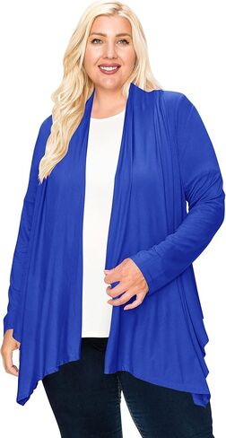 Women's Plus Size Lightweight Long Sleeve Solid Open Cardigan in Saudi Arabia