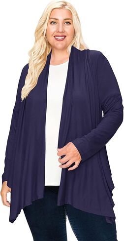 Women's Plus Size Lightweight Long Sleeve Solid Open Cardigan in Kuwait