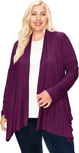 Women's Plus Size Lightweight Long Sleeve Solid Open Cardigan in Saudi Arabia