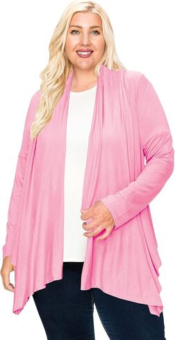 Women's Plus Size Lightweight Long Sleeve Solid Open Cardigan in Saudi Arabia