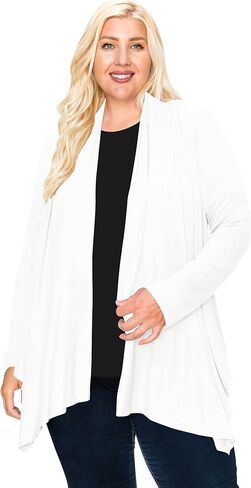 Women's Plus Size Lightweight Long Sleeve Solid Open Cardigan in Saudi Arabia