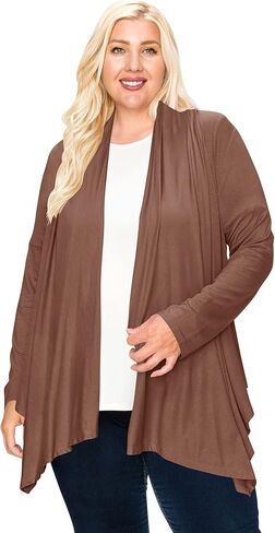 Women's Plus Size Lightweight Long Sleeve Solid Open Cardigan in Saudi Arabia