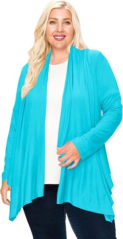 Women's Plus Size Lightweight Long Sleeve Solid Open Cardigan in Saudi Arabia