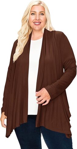 Women's Plus Size Lightweight Long Sleeve Solid Open Cardigan in Saudi Arabia