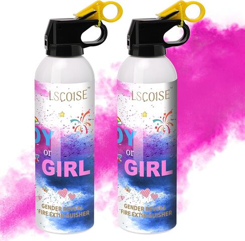 Gender Reveal Fire Extinguisher, Gender Reveal Color Smoke Powder Spray, 2 Pcs Large Pink Blaster Only for Baby Girl with Pink Smoke Suitable for Gender Reveal Party, 100% Biodegradable Party Supplies in Kuwait