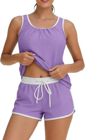 Tankini Swimsuits for Women Tummy Control Bathing Suits Two Piece 2026 Trendy Swimming Suits Swim Tank Top with Shorts in Saudi Arabia
