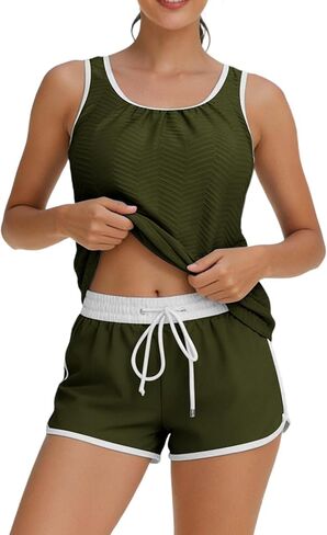 Tankini Swimsuits for Women Tummy Control Bathing Suits Two Piece 2026 Trendy Swimming Suits Swim Tank Top with Shorts in Saudi Arabia