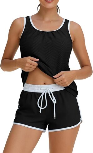 Tankini Swimsuits for Women Tummy Control Bathing Suits Two Piece 2026 Trendy Swimming Suits Swim Tank Top with Shorts in Saudi Arabia
