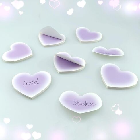 Purple Heart Shaped Sticky Notes Colorful Self-Stick Sticky Notes Memo 6 Pack 50 Sheets Pad in Saudi Arabia