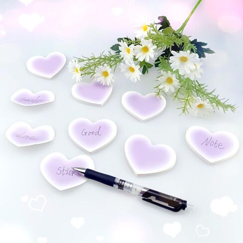 Purple Heart Shaped Sticky Notes Colorful Self-Stick Sticky Notes Memo 6 Pack 50 Sheets Pad in Saudi Arabia