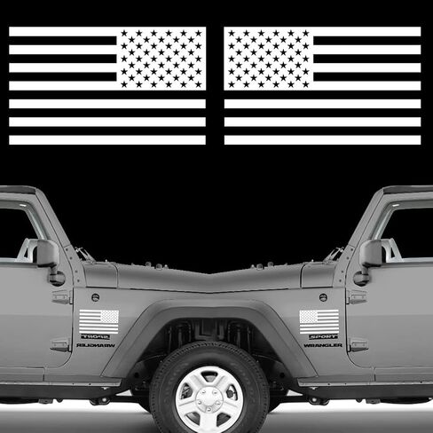 Die Cut Subdued Matte White American Flag Sticker 3" X 5" Tactical Military Flag USA Decal Great for Car, Hard Hat. Car Vinyl Window Bumper Decal Sticker (1 Pair) in Kuwait